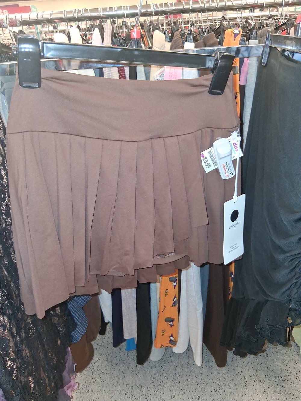 New Mix Brown Layered Pleated Skater Skirt